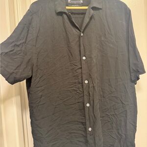 All Saints Men's Charcoal Button Down Shirt